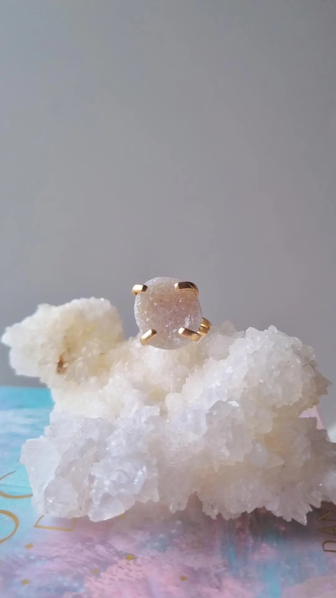 Druzy Quartz Gold Ring D2