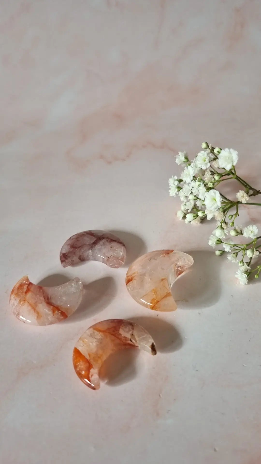 Fire Quartz Cresent Moons